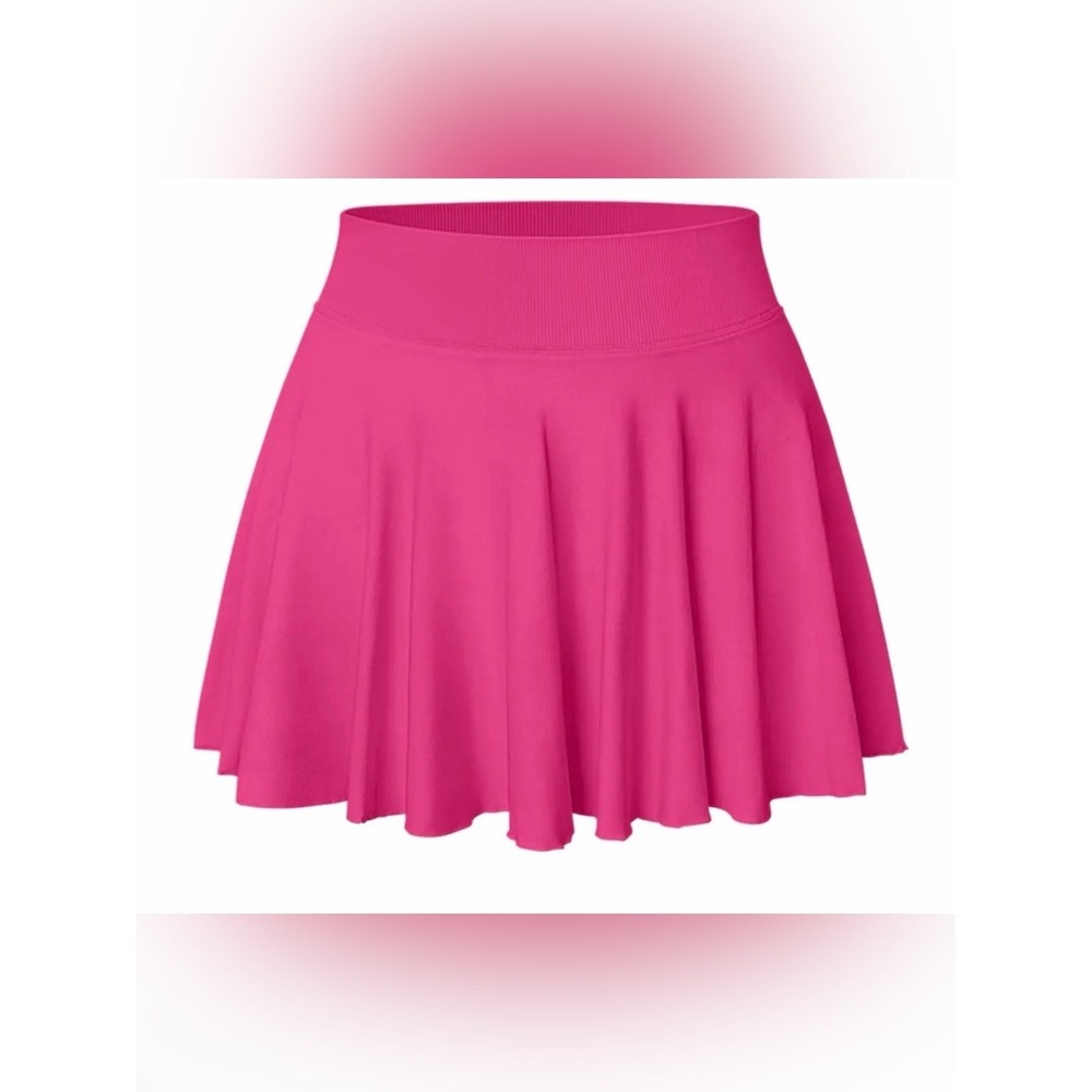 QQQ Womens Hot Pink Athletic Skort Ribbed Waistband Built-in Shorts Size Sβ